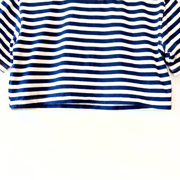 Zara Striped Crop Blue and White T-Shirt Size S - Picture 5 of 7